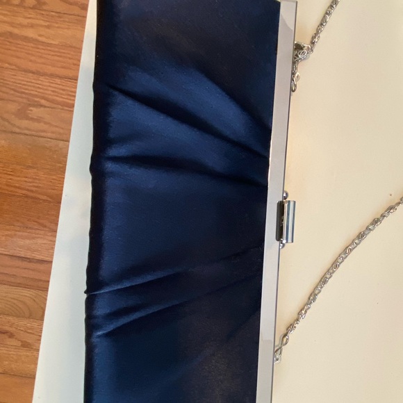 Navy beaded formal dress with matching hand bag. Like new, worn once to event. - Picture 6 of 8